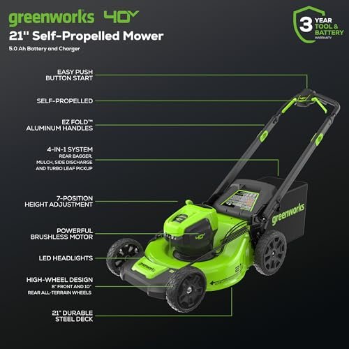 Greenworks 40V Cordless Electric Lawn Mower – 16″ (40.6 cm) Deck, 4.0 Ah Battery, 45 Min Runtime - Image 46