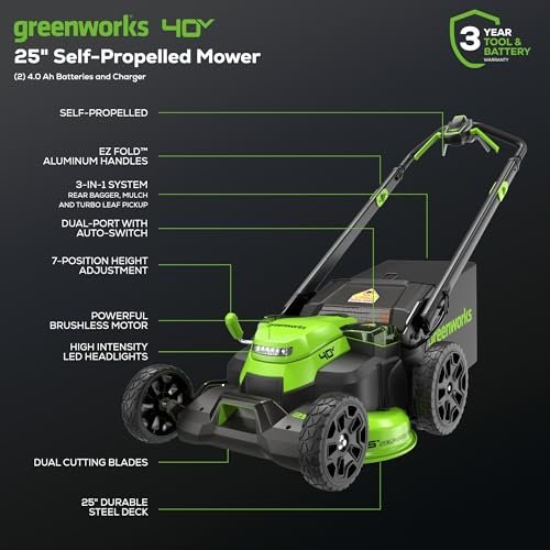 Greenworks 40V Cordless Electric Lawn Mower – 16″ (40.6 cm) Deck, 4.0 Ah Battery, 45 Min Runtime - Image 32