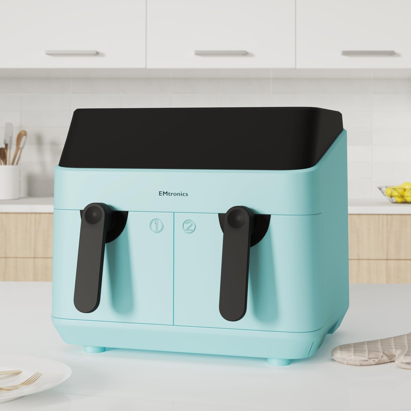 EMtronics EMAFDD9LSL Dual Air Fryer 9L - Double XL Basket, 8 Cooking Presets, 99-Min Timer, Stainless Steel, Oil-Free Healthy Cooking - Image 8