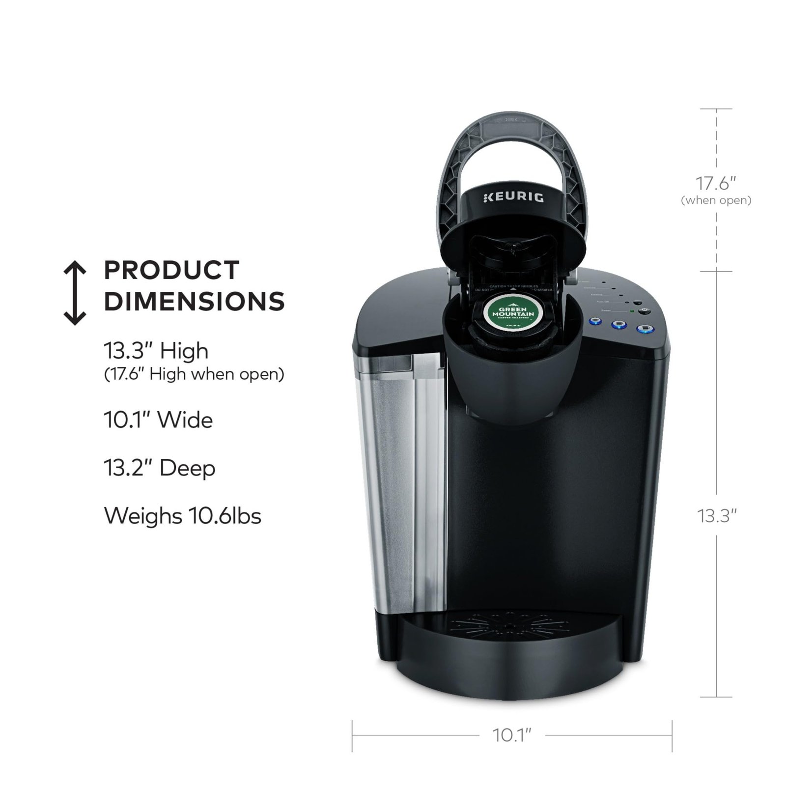 Keurig K-Classic Single Serve Coffee Maker – Programmable Drip Machine for K-Cup Pods, 3 Brew Sizes (6–10 oz / 177–296 ml), 48oz (1.42 L) Removable Reservoir, Auto-Off, Black - Image 7