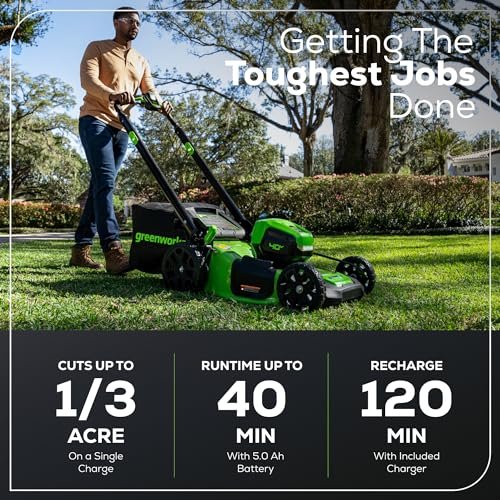 Greenworks 40V Cordless Electric Lawn Mower – 16″ (40.6 cm) Deck, 4.0 Ah Battery, 45 Min Runtime - Image 47