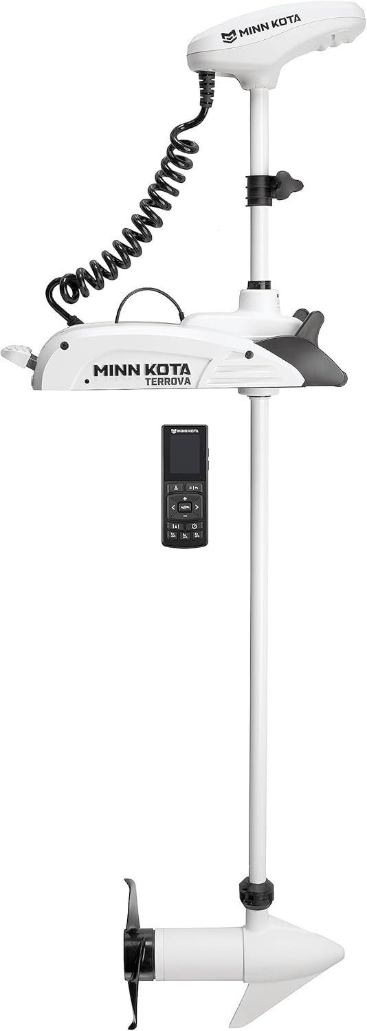 Minn Kota 1363770 Riptide Terrova 55 lb Thrust Bow-Mount Trolling Motor with Spot-Lock®, Wireless Remote, 54″ Shaft, Saltwater Resistant