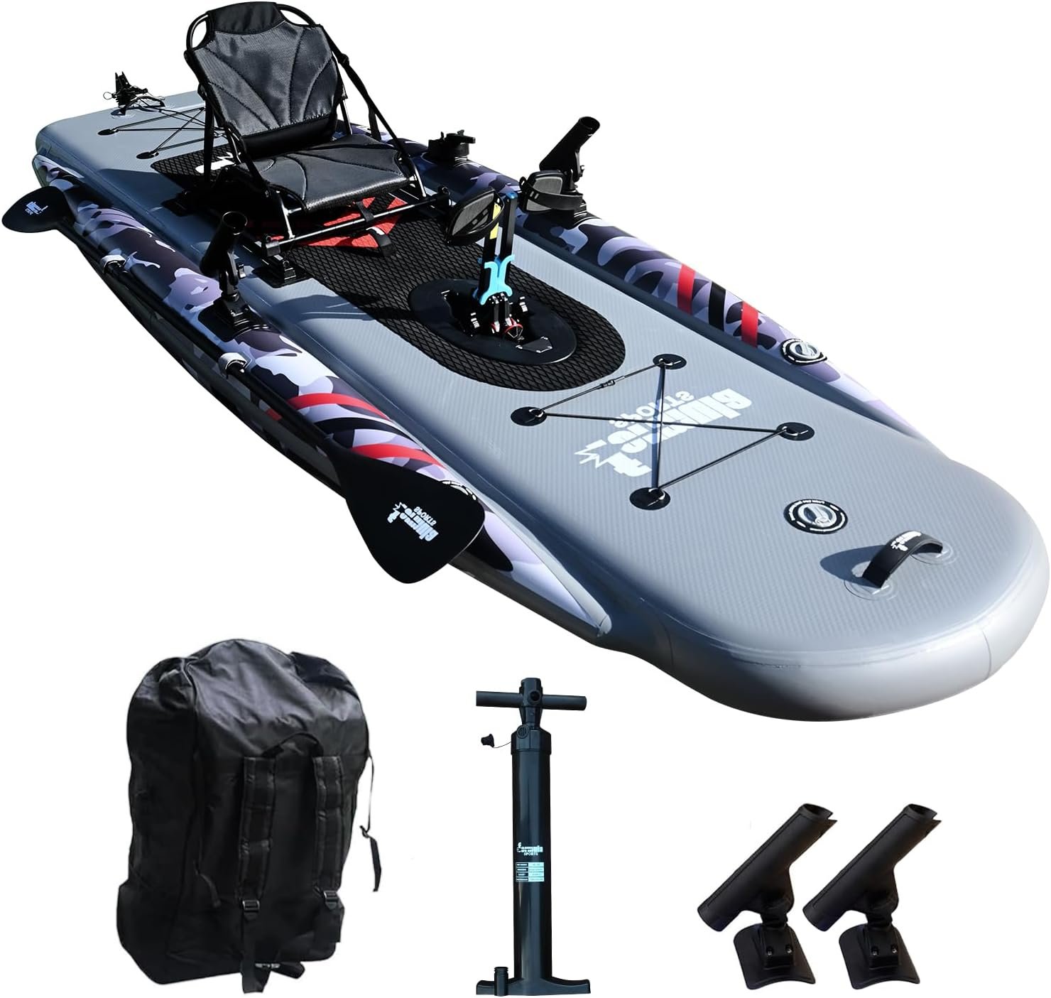Formula Sports 1-Person Inflatable Pedal Drive Fishing Kayak – Folding PVC Kayak with Movable Seat, Pump, Paddle & Carry Bag, 410 lb Capacity