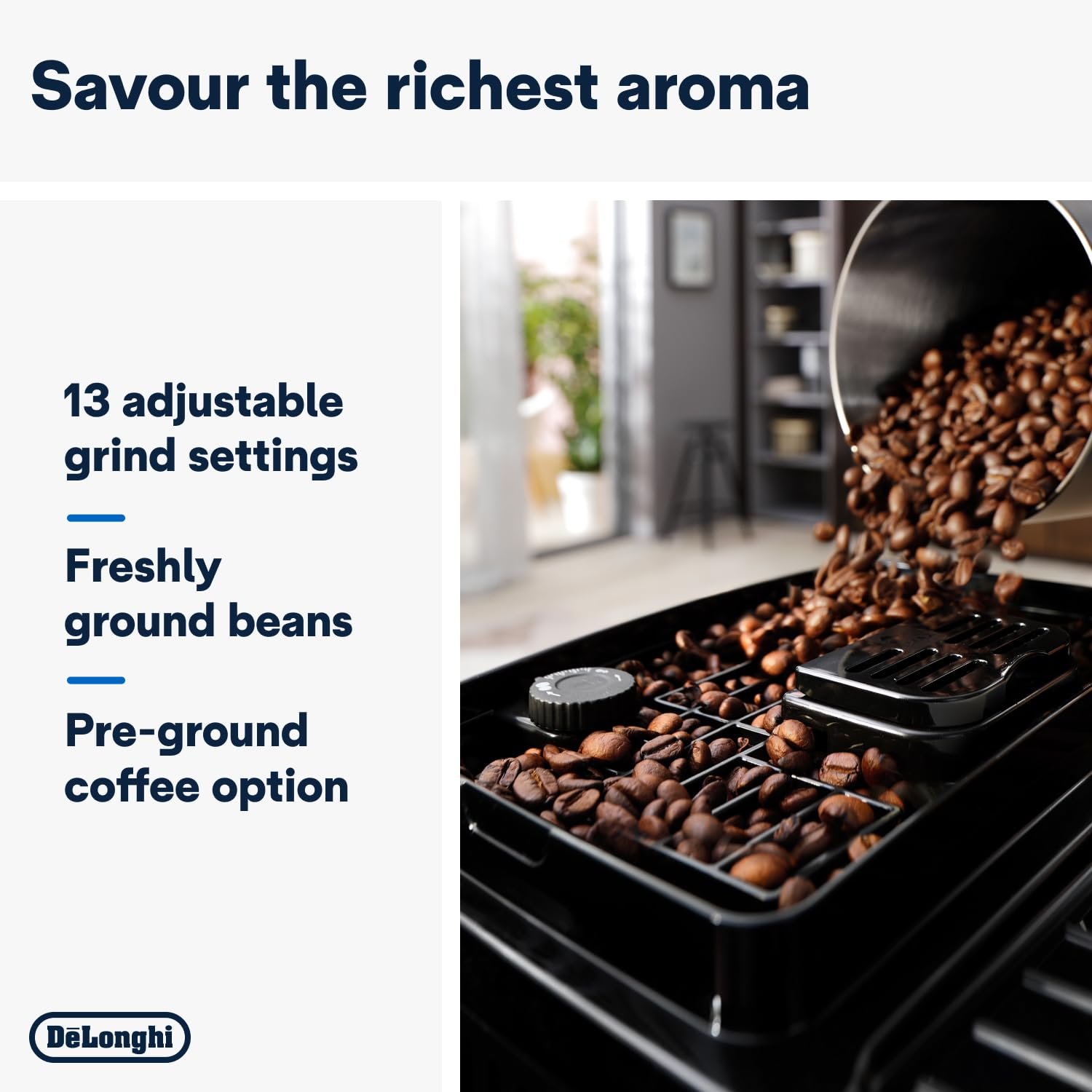 De’Longhi Magnifica ECAM222.20.B – Automatic Bean-to-Cup Espresso Machine with 4 One-Touch Recipes & Milk Nozzle, 1450 W (Black) - Image 4