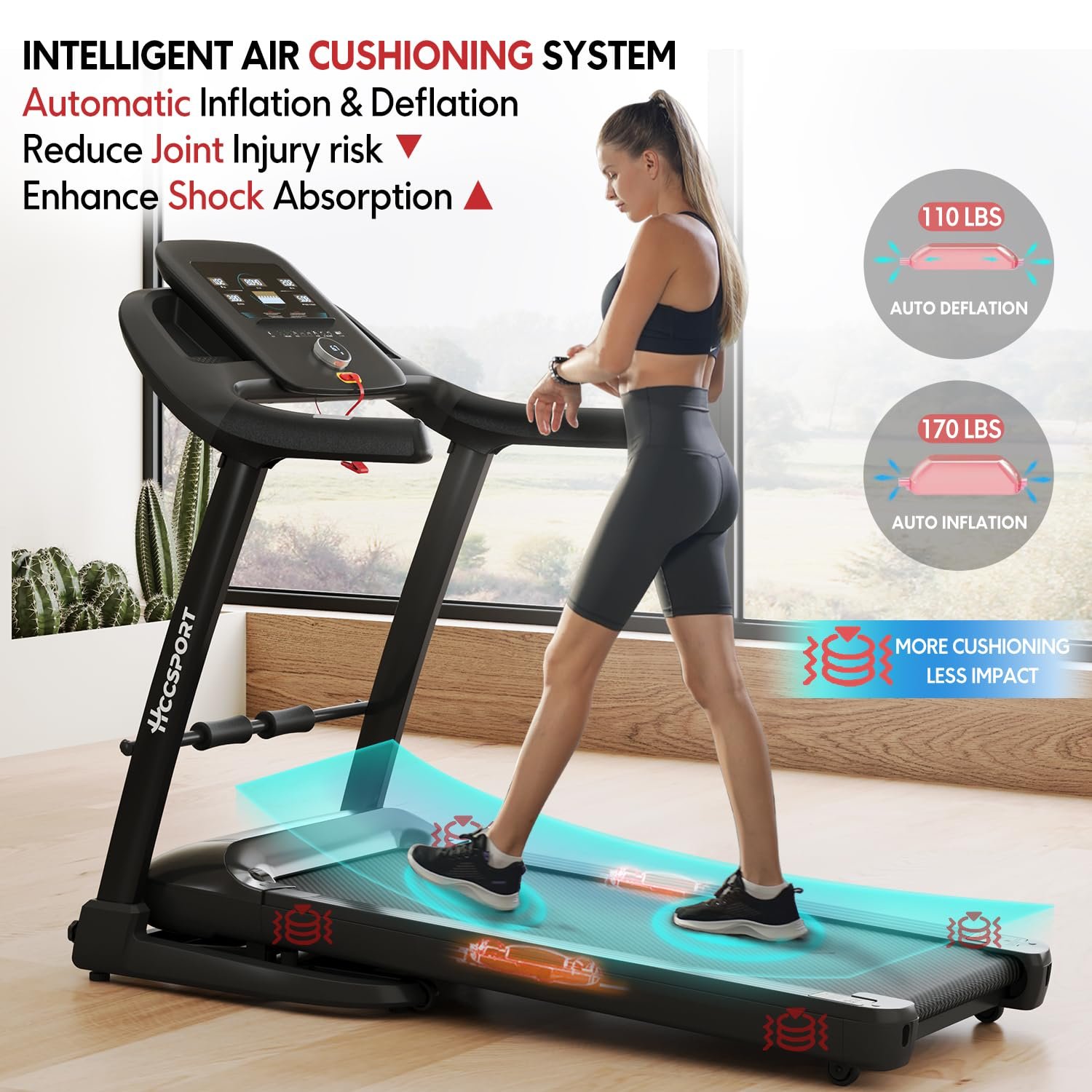 Hccsport 3-in-1 Under Desk Treadmill with Incline & Removable Desk – 3.5 HP Foldable Walking Pad, 0.6–8 MPH, 42.5″×16.5″ Belt, Wristband Remote - Image 17