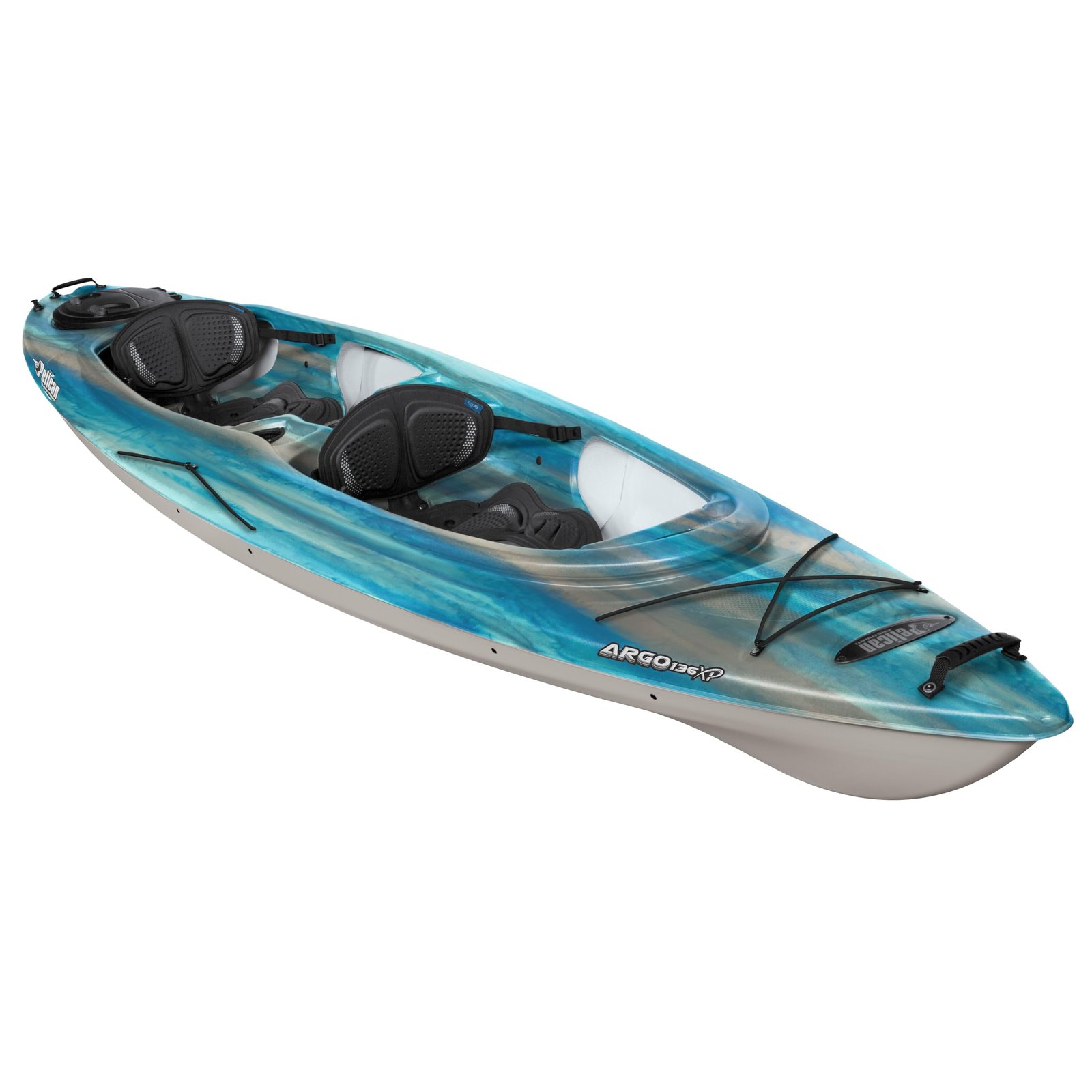 Pelican Argo 136XP 13′ Sit-In Tandem Kayak – Lightweight Ram-X™ Hull & ERGOFIT™ Seating (Cloud)
