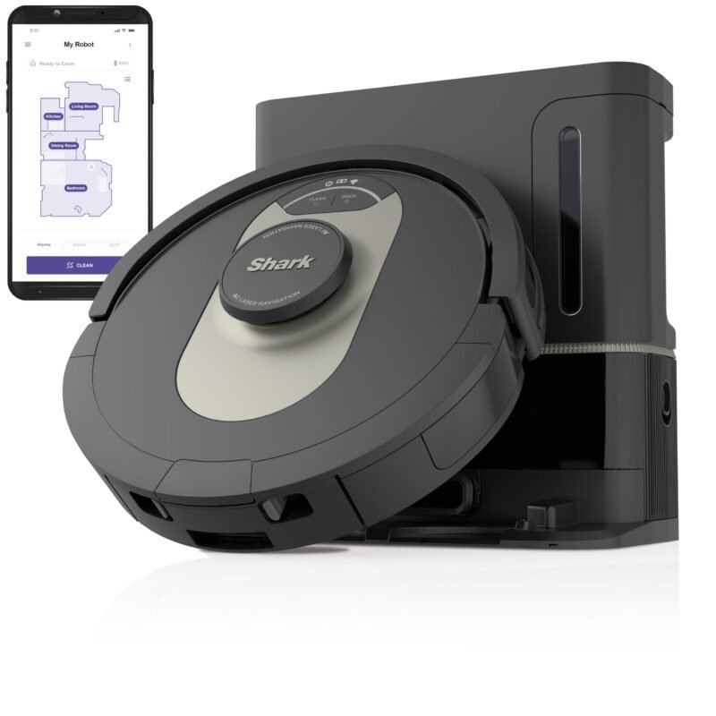 Shark AV2501AE AI Ultra Robot Vacuum with XL HEPA Self-Empty Base – 60-Day Capacity, Smart Mapping, LIDAR Navigation, Alexa Control, Perfect for Pet Hair, Carpet & Hard Floor, Bagless, Black