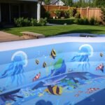 StarOcean 126" x 75" x 25" (320cm x 190cm x 64cm) Inflatable Pool with Canopy for Adults & Kids – Thick 0.6mm PVC, Built-in Seats, Backrests, and Ocean Print – Large Rectangular Blow-Up Family Pool for Backyard photo review