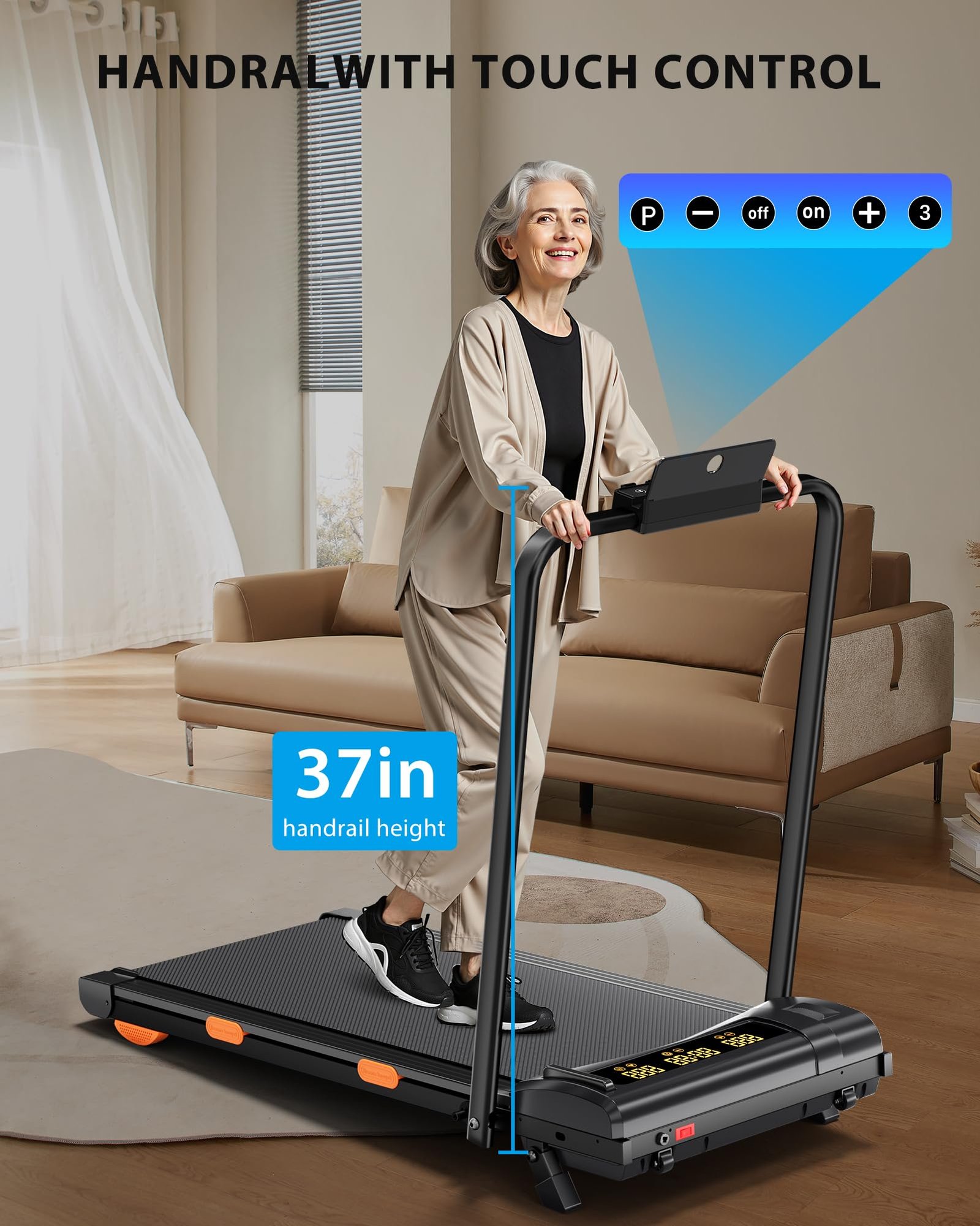 EVKRUN Under-Desk Walking Pad Treadmill – 0.6–12.5 km/h, 12 % Manual Incline, 300 lb (136 kg) Capacity, Large LED Screen, App & Remote Control (Foldable) - Image 7