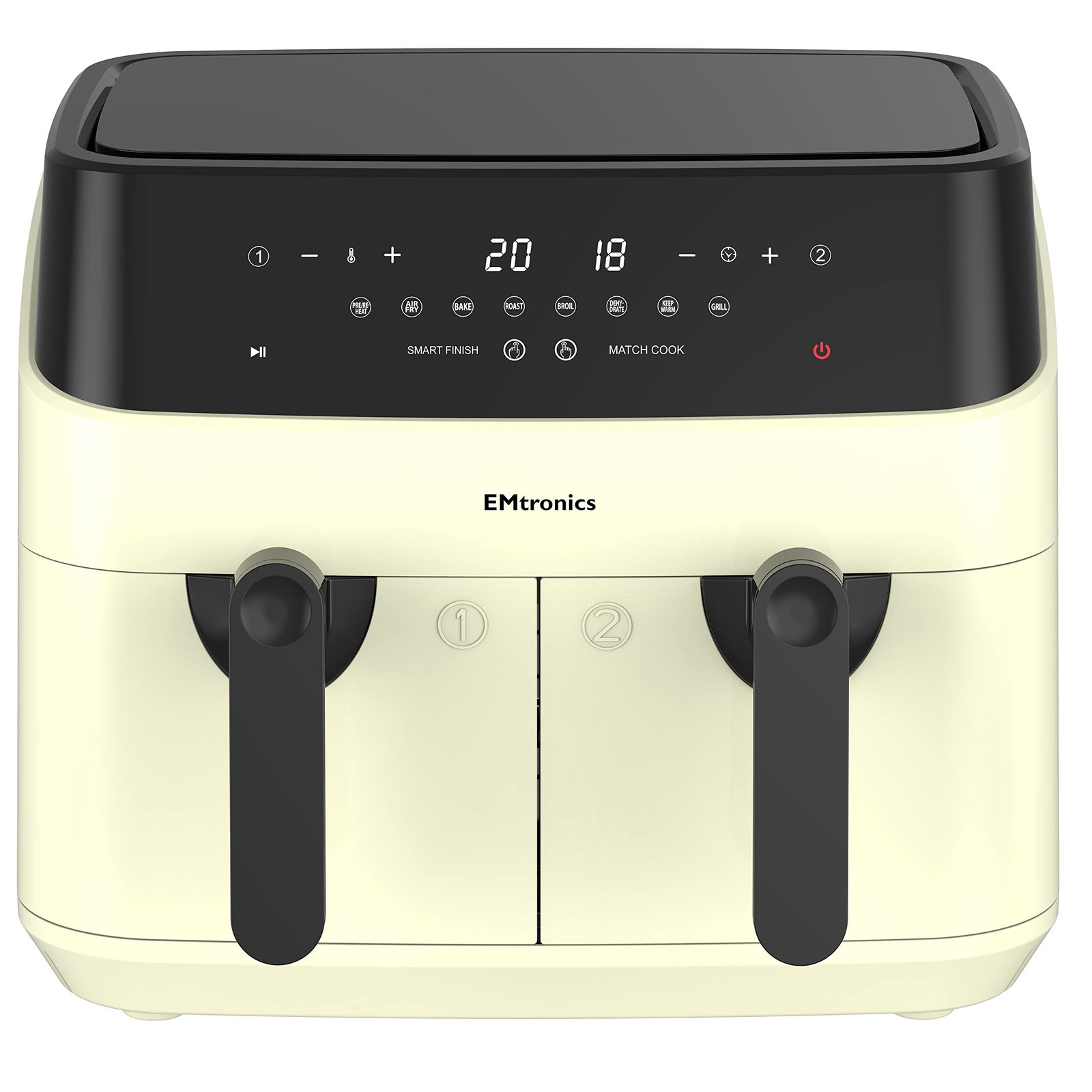 EMtronics EMAFDD9LSL Dual Air Fryer 9L - Double XL Basket, 8 Cooking Presets, 99-Min Timer, Stainless Steel, Oil-Free Healthy Cooking - Image 13