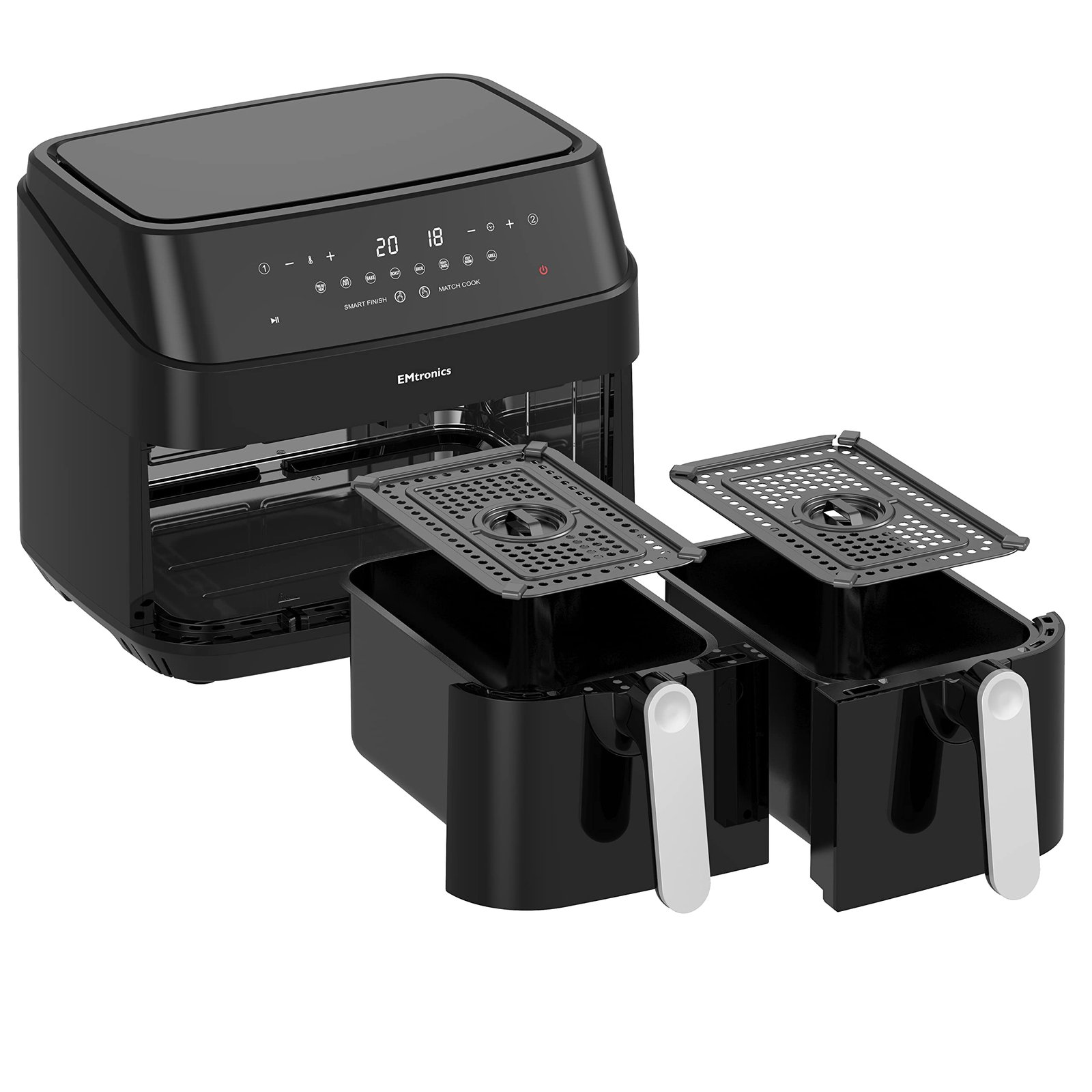 EMtronics EMAFDD9LSL Dual Air Fryer 9L - Double XL Basket, 8 Cooking Presets, 99-Min Timer, Stainless Steel, Oil-Free Healthy Cooking - Image 21