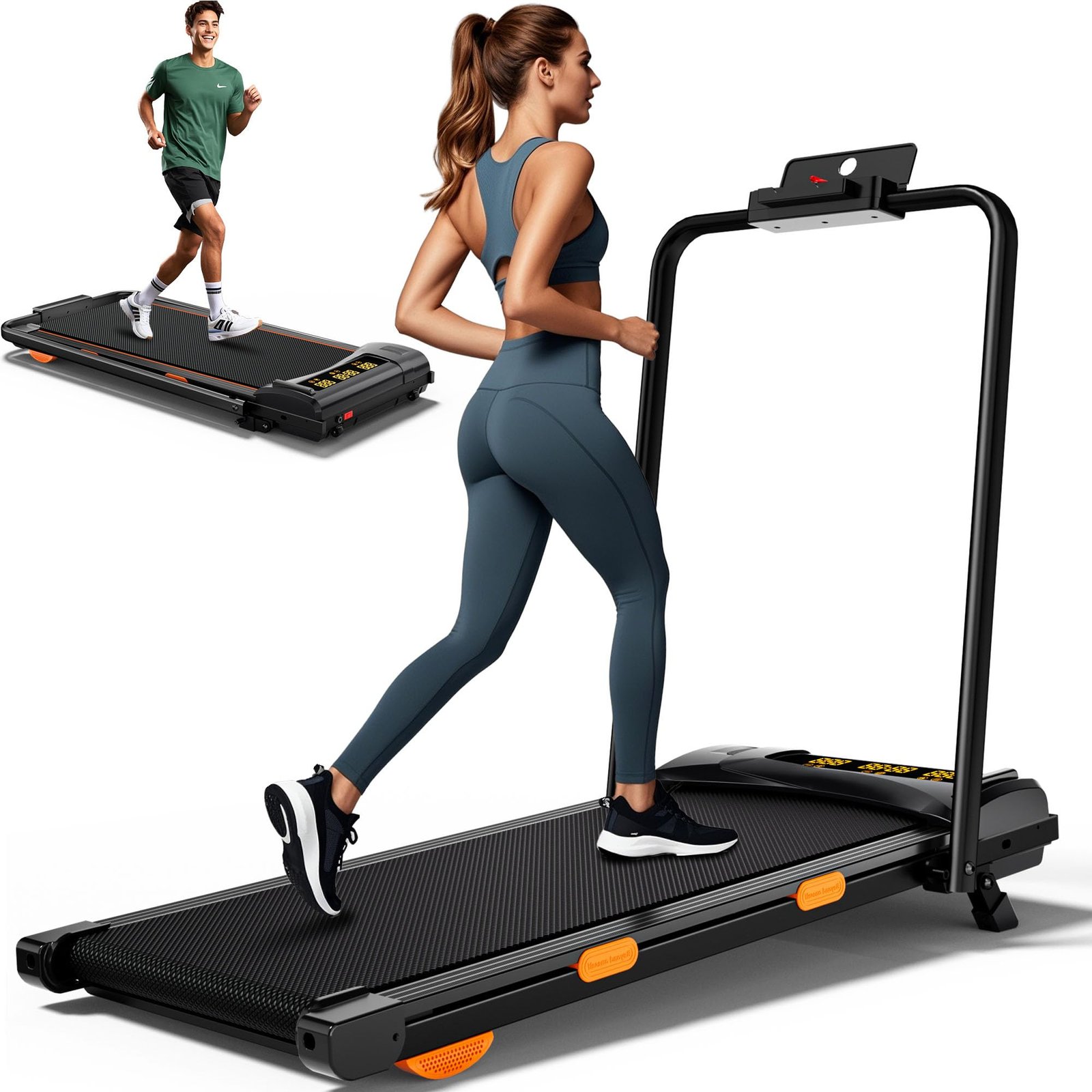 EVKRUN Under-Desk Walking Pad Treadmill – 0.6–12.5 km/h, 12 % Manual Incline, 300 lb (136 kg) Capacity, Large LED Screen, App & Remote Control (Foldable)