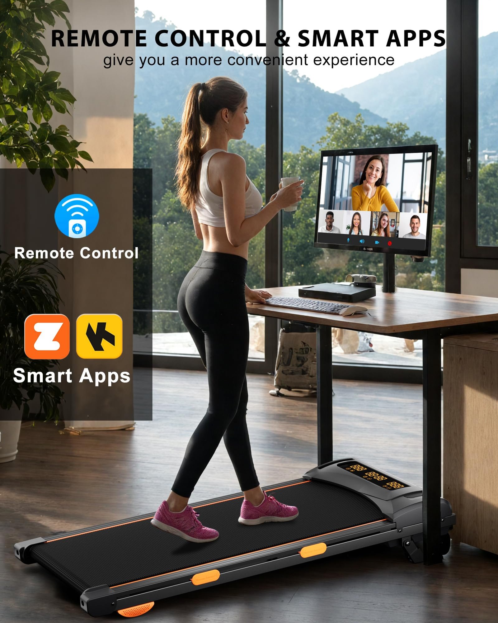 EVKRUN Under-Desk Walking Pad Treadmill – 0.6–12.5 km/h, 12 % Manual Incline, 300 lb (136 kg) Capacity, Large LED Screen, App & Remote Control (Foldable) - Image 10