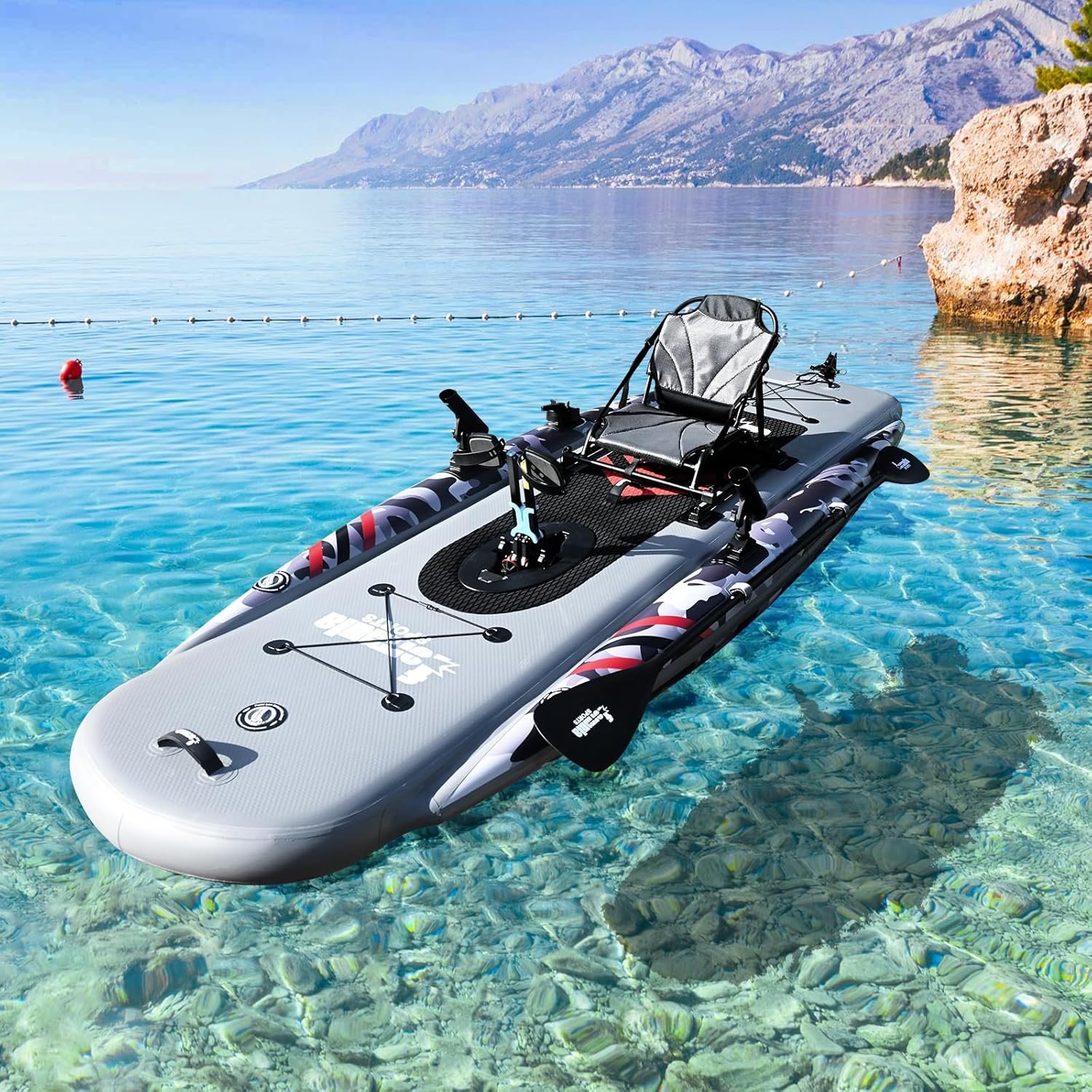 Formula Sports 1-Person Inflatable Pedal Drive Fishing Kayak – Folding PVC Kayak with Movable Seat, Pump, Paddle & Carry Bag, 410 lb Capacity - Image 6