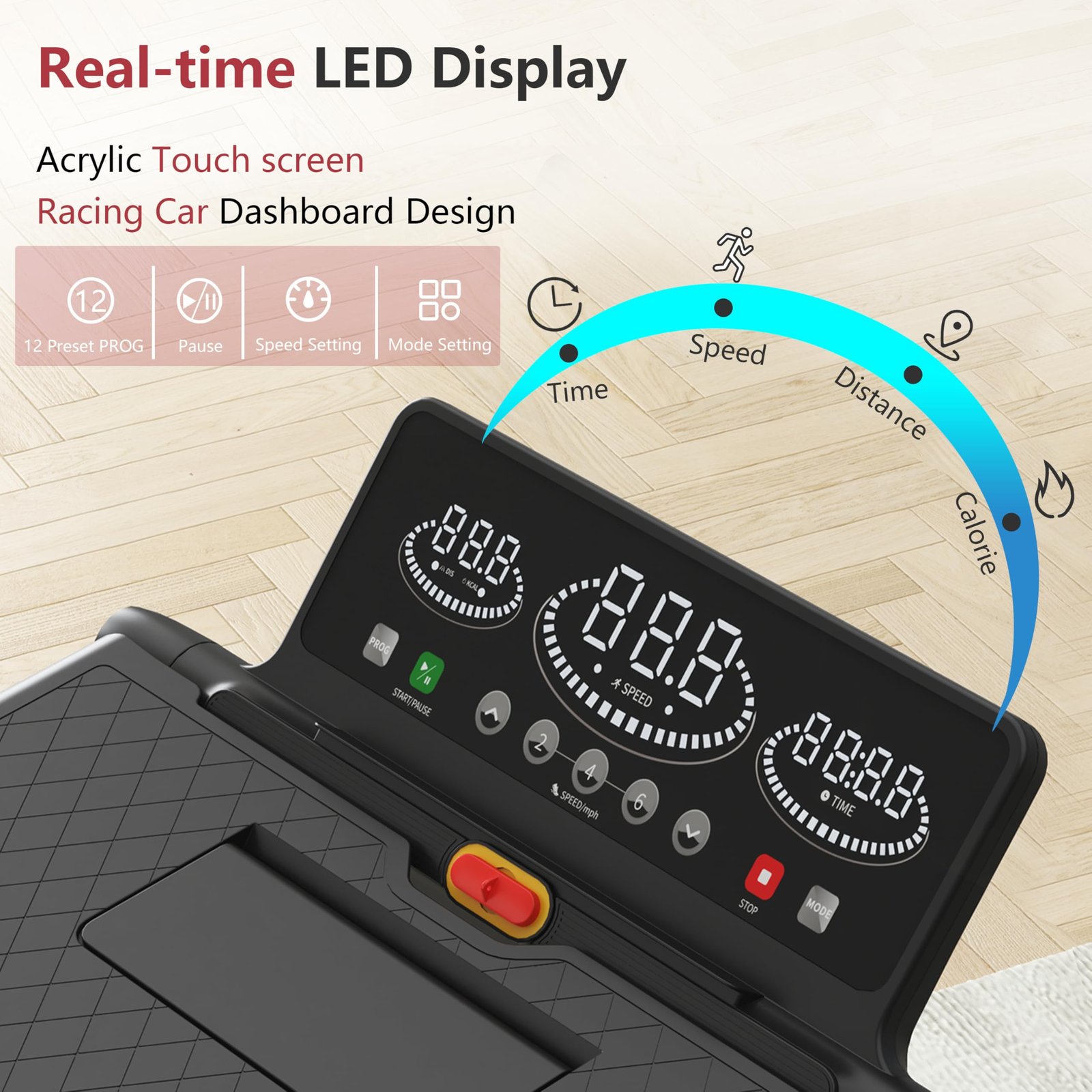 Hccsport 3-in-1 Under Desk Treadmill with Incline & Removable Desk – 3.5 HP Foldable Walking Pad, 0.6–8 MPH, 42.5″×16.5″ Belt, Wristband Remote - Image 12