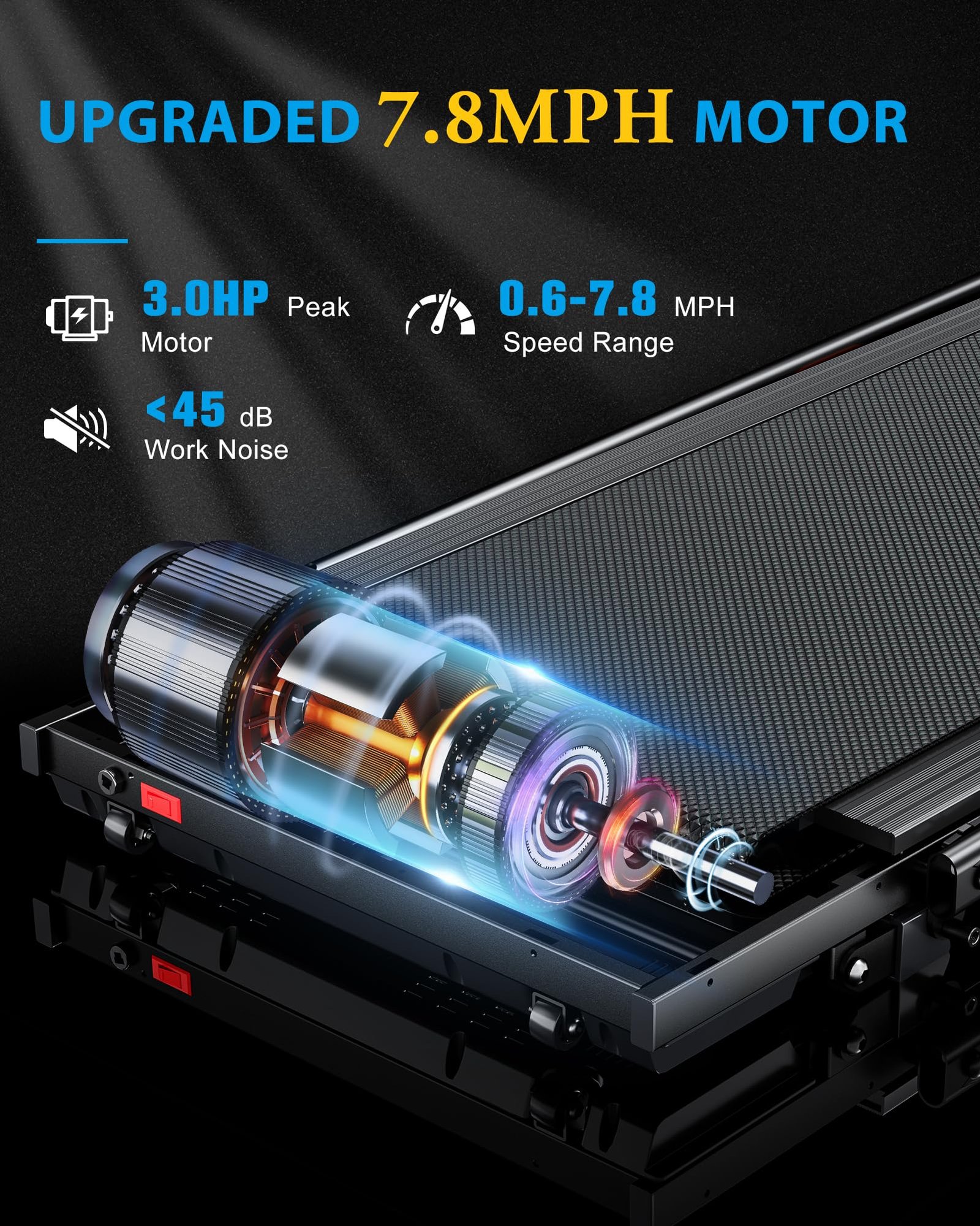 EVKRUN Under-Desk Walking Pad Treadmill – 0.6–12.5 km/h, 12 % Manual Incline, 300 lb (136 kg) Capacity, Large LED Screen, App & Remote Control (Foldable) - Image 6