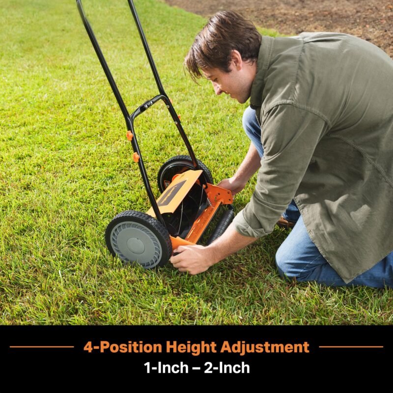 LawnMaster 16″ (40.6 cm) 5-Blade Manual Reel Lawn Mower – 4-Position Height, 22 lb (10 kg) - Image 6