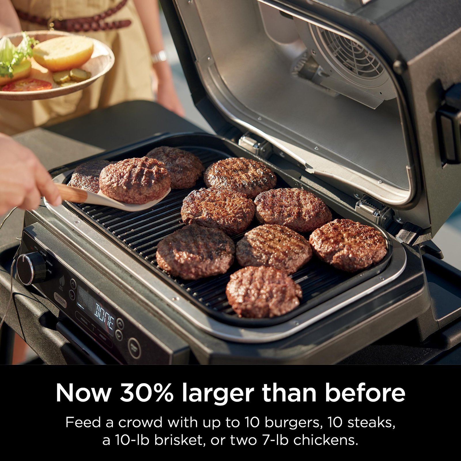 Ninja Woodfire Pro XL OG850 Electric Outdoor Grill and Smoker – 4-in-1 Portable BBQ with Built-In Thermometer, Air Fry, Bake, and Real Woodfire Flavor – Stainless Steel, 22-Inch, Dark Grey - Image 7