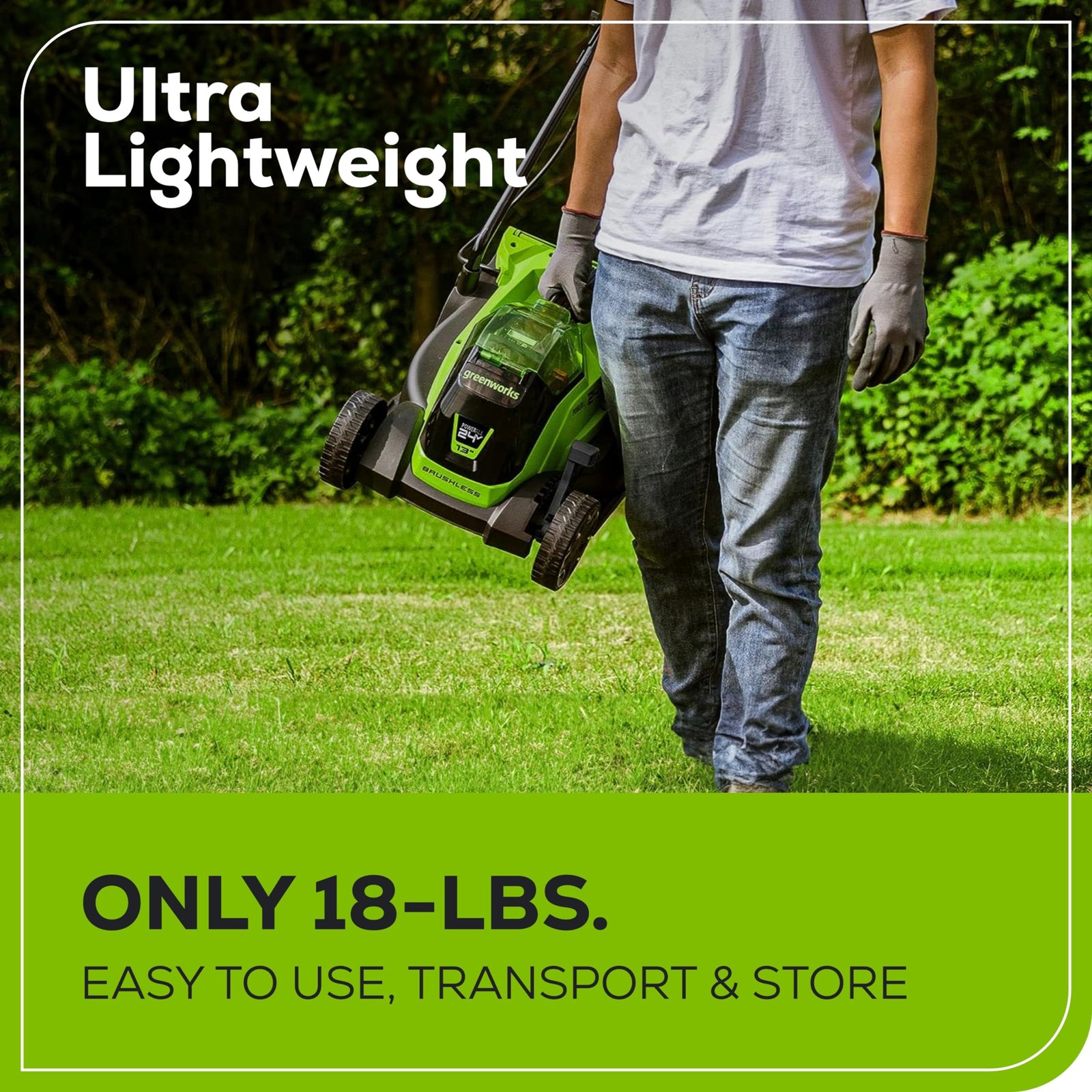 Greenworks 24V Brushless Cordless Push Lawn Mower – 13″ (33 cm) Deck, 4.0 Ah Battery & Charger Included - Image 33