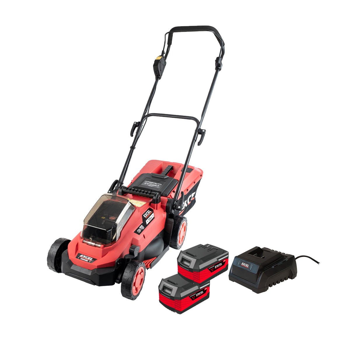 Excel 18V Brushless Lawn Mower 330mm 5 Adjustable Height with 2 x 4.0Ah Battery & Charger
